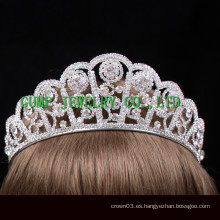 Corona cristalina del Rhinestone de la plata de la tiara del nuevo diseño